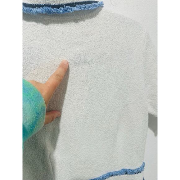 MAJE White Blue Tweed Gold Button Details Collared Risal Mini Dress Size 34 - Picture 10 of 15